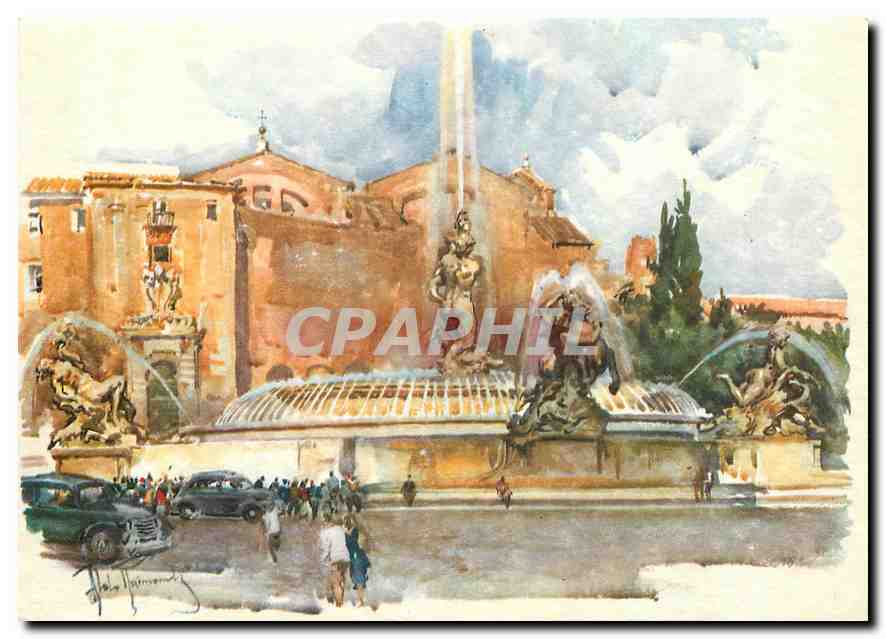 CPM Rome Place de la Republique et Fontaine des Nvindes 