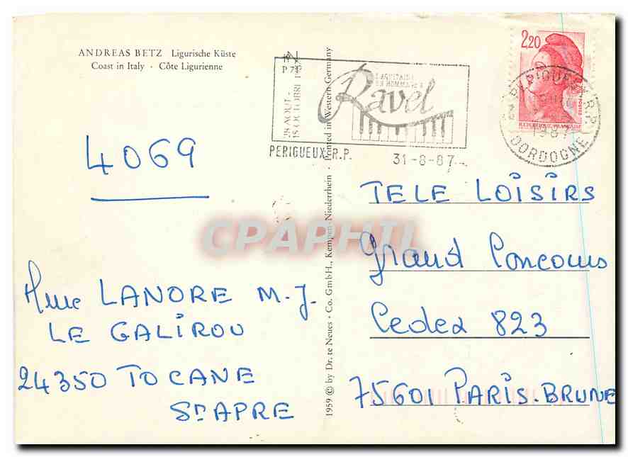 CPM Andrea Betz Coast in Italy  — Verso