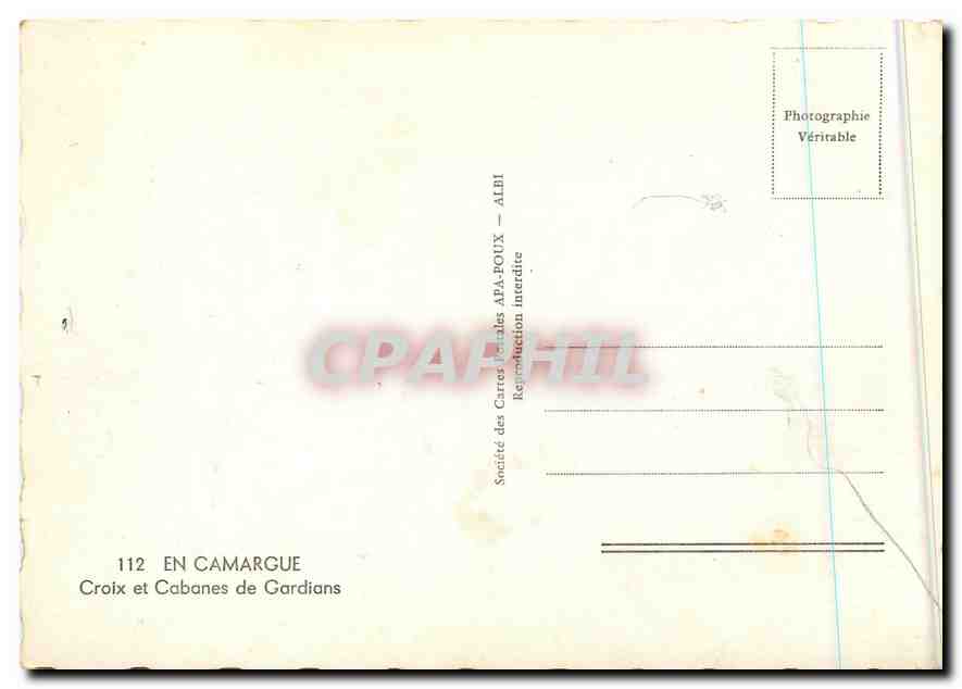 CPM En Camargue Croix et Cabanes de Gardians  — Verso