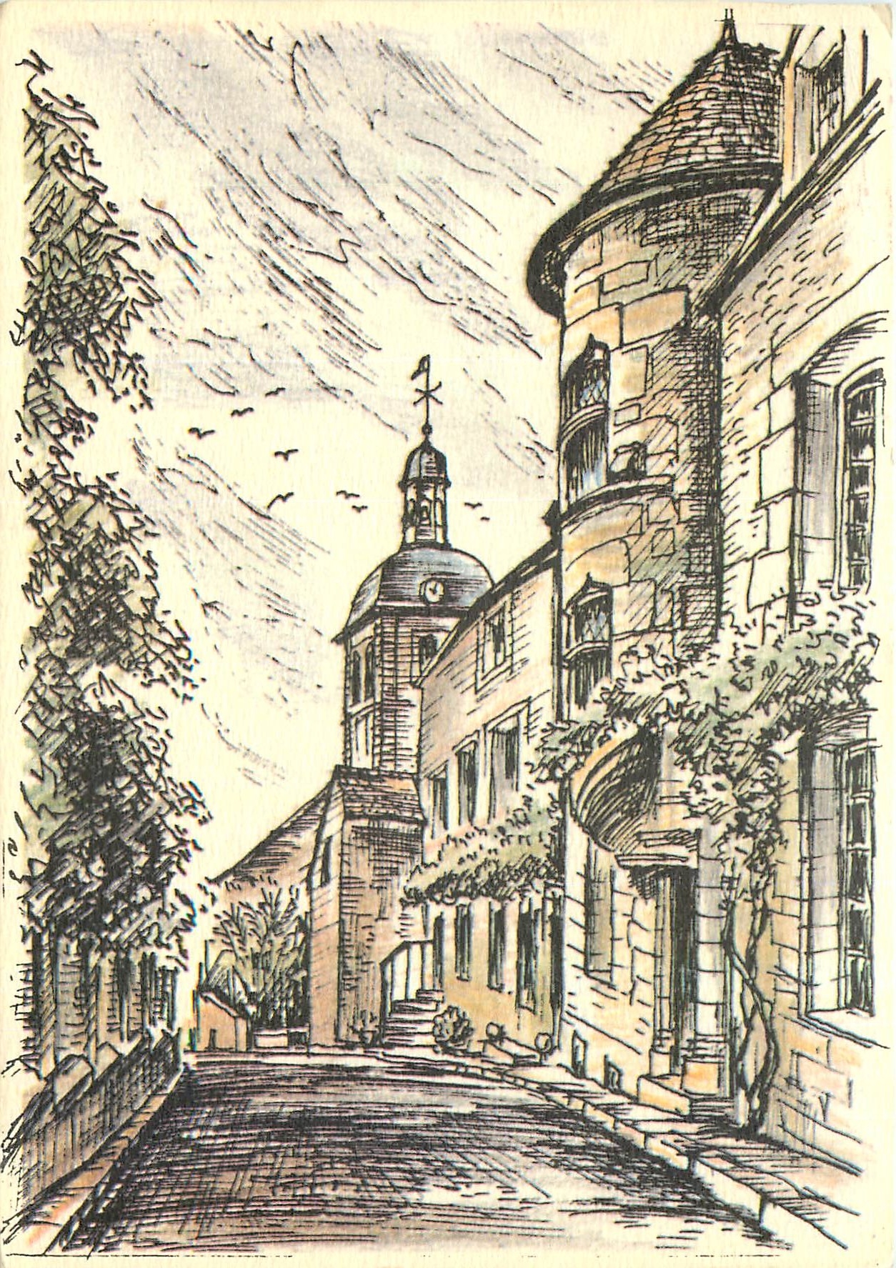 CPM Vezelay ville d'art La tour Gaillon et la rue Saint Pierre 