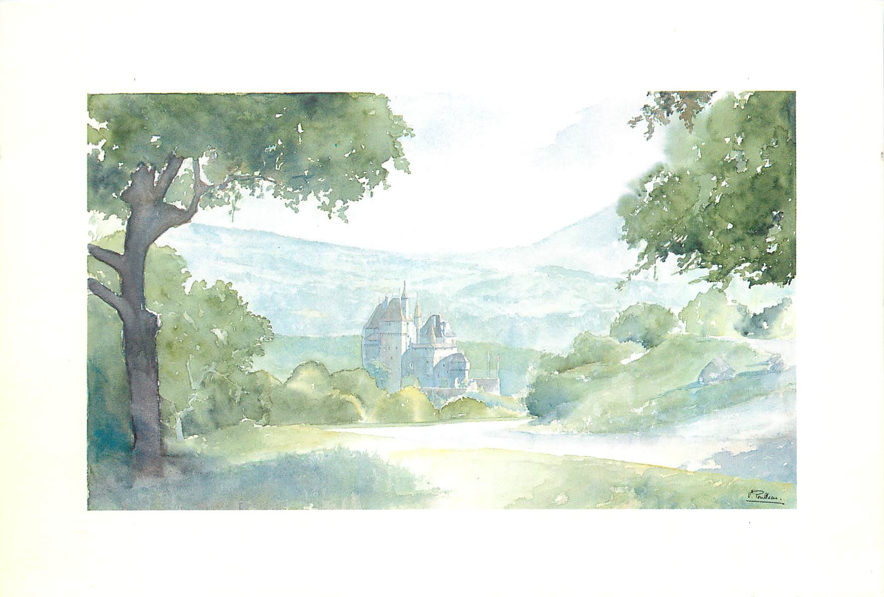 CPM Aquarelle de Veronique Poulleau Chateau Menton 