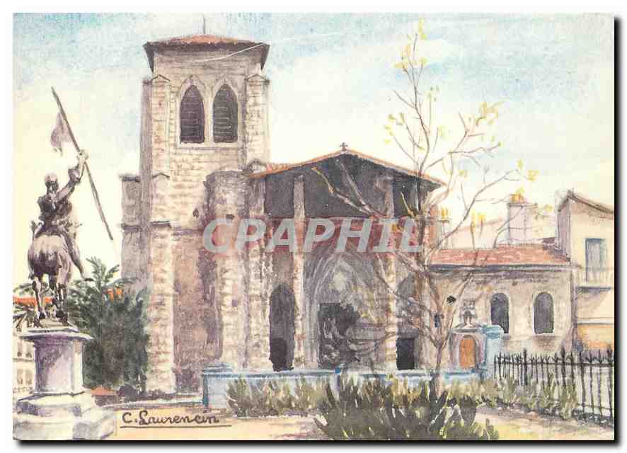 CPM Aquarelle Saint Etienne La Grand Eglise 