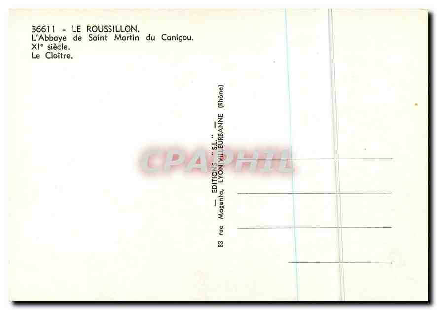 CPM Le Rousillon L'Abbaye de Saint Martin du Canigou Le Cloitre  — Rückseite