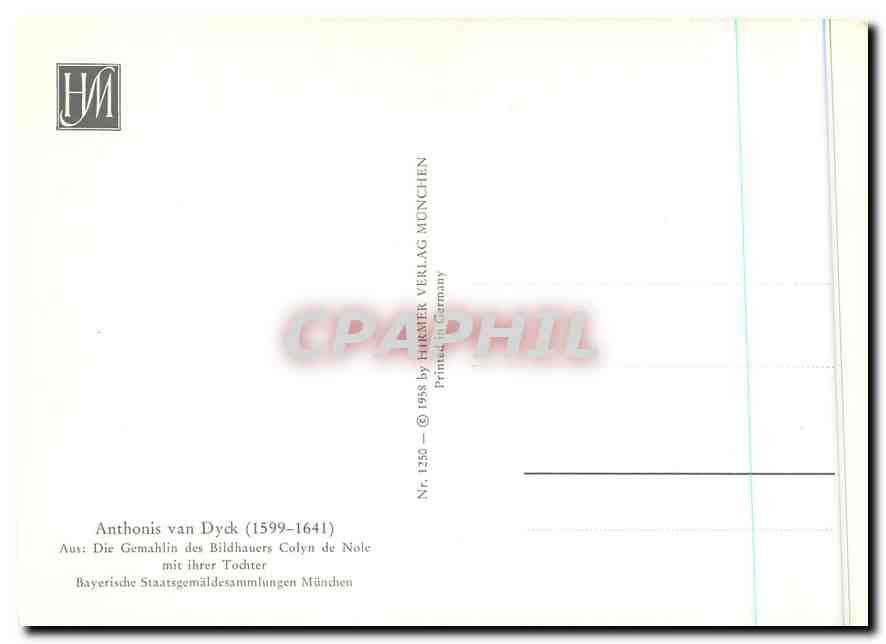 CPM Anthonis van Dyck 1599 1641 Die Gemahlin des Bildhasiers Colyn de Nole  — Rückseite