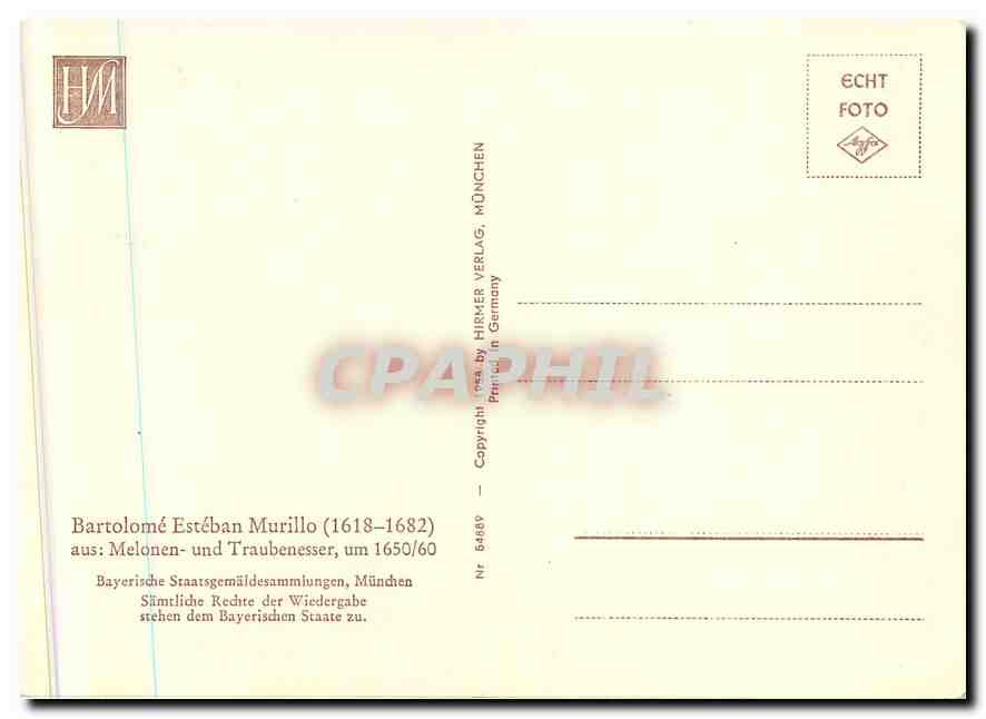CPM Bartolome Esteban Murillo 1618 1682 aus Melonen und Traubenesser um 1650 60  — Verso