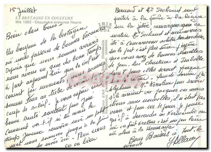 CPM La Bretagne Couleurs Chaumiere bretonne fleurie  — Rückseite
