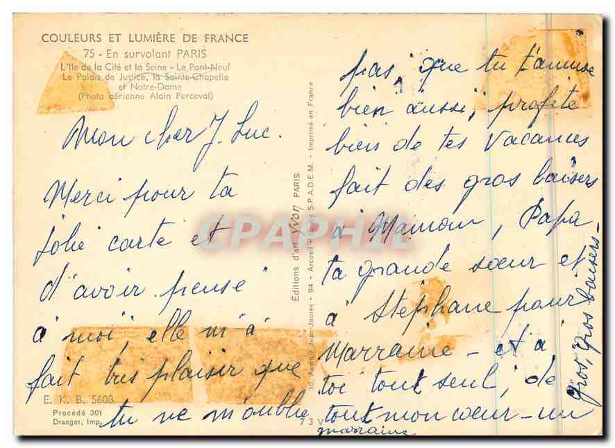 CPM En survolant Paris  — Rückseite