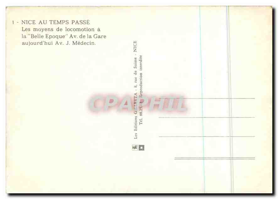 CPM Nice au Temps Passe Les moyens de locomotion  — Rückseite