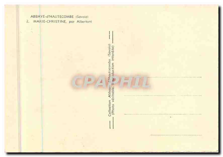 CPM Abbaye d'Hautecombe Marie Christine par Albertoni  — Rückseite