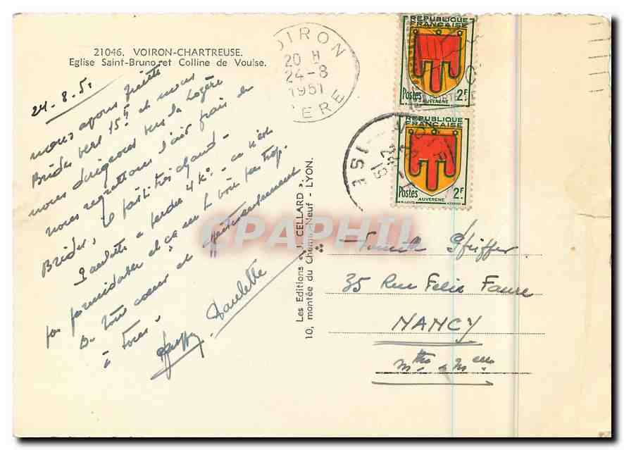 CPM Voiron Chartreuse Eglise Saint Bruno et Colline de Voulse  — Rückseite