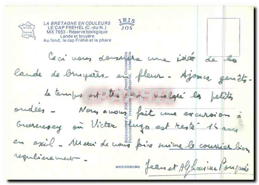 CPM Le Cap Frehel C du N Reserve biologique Lande et bruyere  — Rückseite