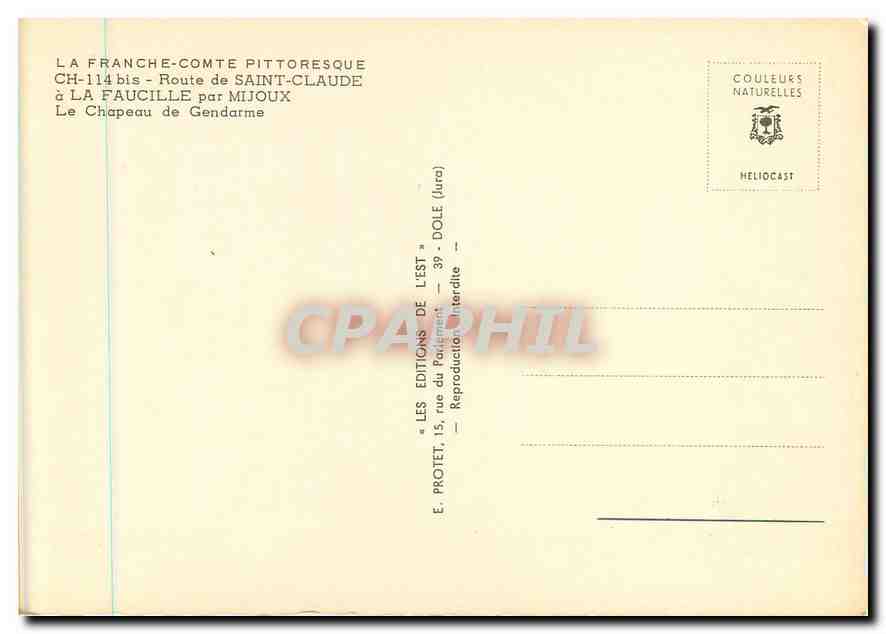 CPM La Franche Comte Pittoresque Route de Saint Claude a la Faucille par Mijoux  — Back