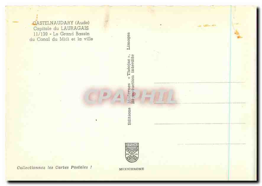 CPM Castelnaudary Aude Capitale du Lauragais  — Rückseite