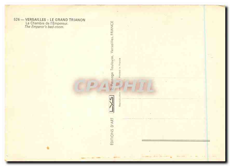 CPM Versailles Le Grand Trianon La Chambre de l'Empereur  — Back