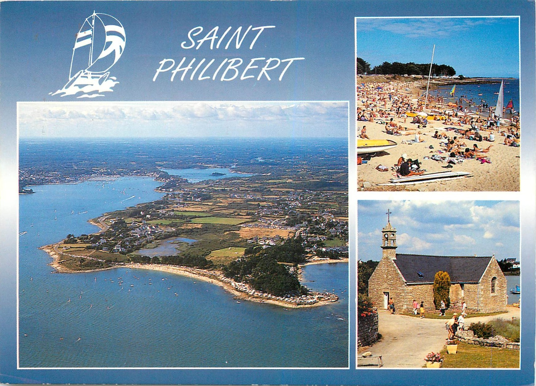 CPM Saint Philibert La pointe l'anse de Trehliane la plage du Fort et la chapelle 