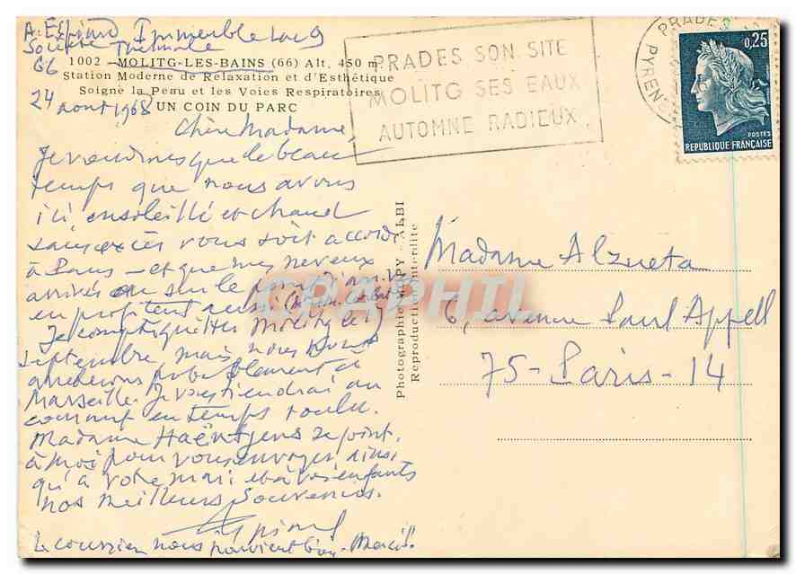 CPM Molitg les Bains Un coin du Parc  — Rückseite