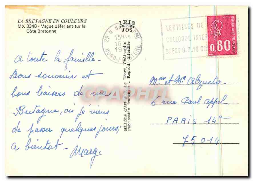 CPM La Bretagne en Couleurs Vague deferlant sur la Cote Bretonne  — Rückseite
