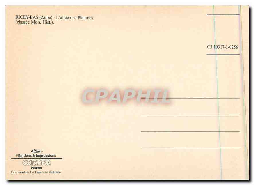 CPM Ricey Bas Aube L'allee des Platanes : — Back