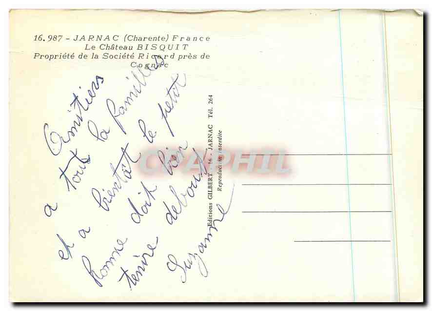 CPM Jarnac Charente France Le Chateau Bisquit  — Rückseite