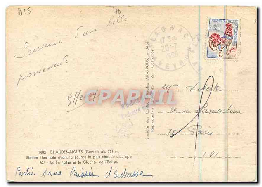 CPM Chaudes Aigues Cantal Station thermale ayant la source  — Rückseite