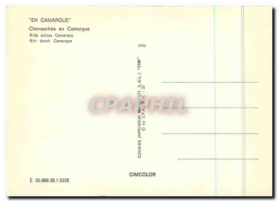 CPM En Camargue Chevauchee en Camargue  — Rückseite