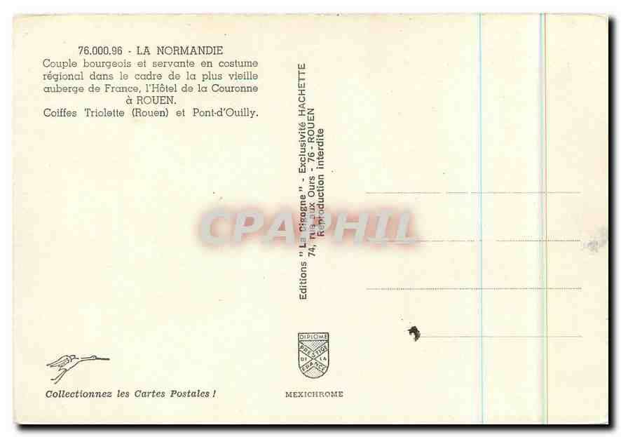 CPM La Normandie Coiffes Triolette Rouen et Pont d'Ouilly  — Verso