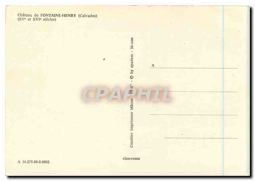 CPM Chateau de Fontaine Henry Calvados  — Verso