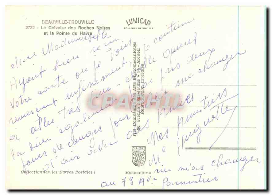CPM Deauville Trouville Le Calvaire des Roches Noires et la Pointe du Havre  — Rückseite