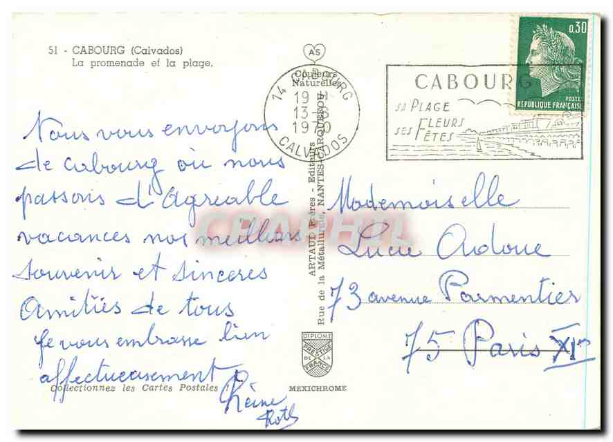 CPM Cabourg Calvados La promenade et la plage  — Rückseite