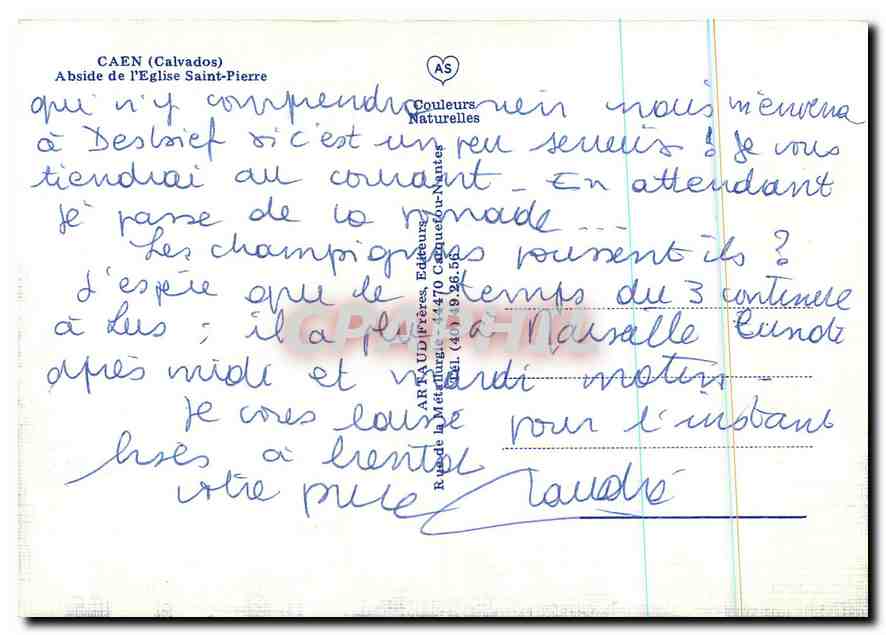 CPM Caen Calvados Abside de l'Eglise Saint Pierre  — Rückseite