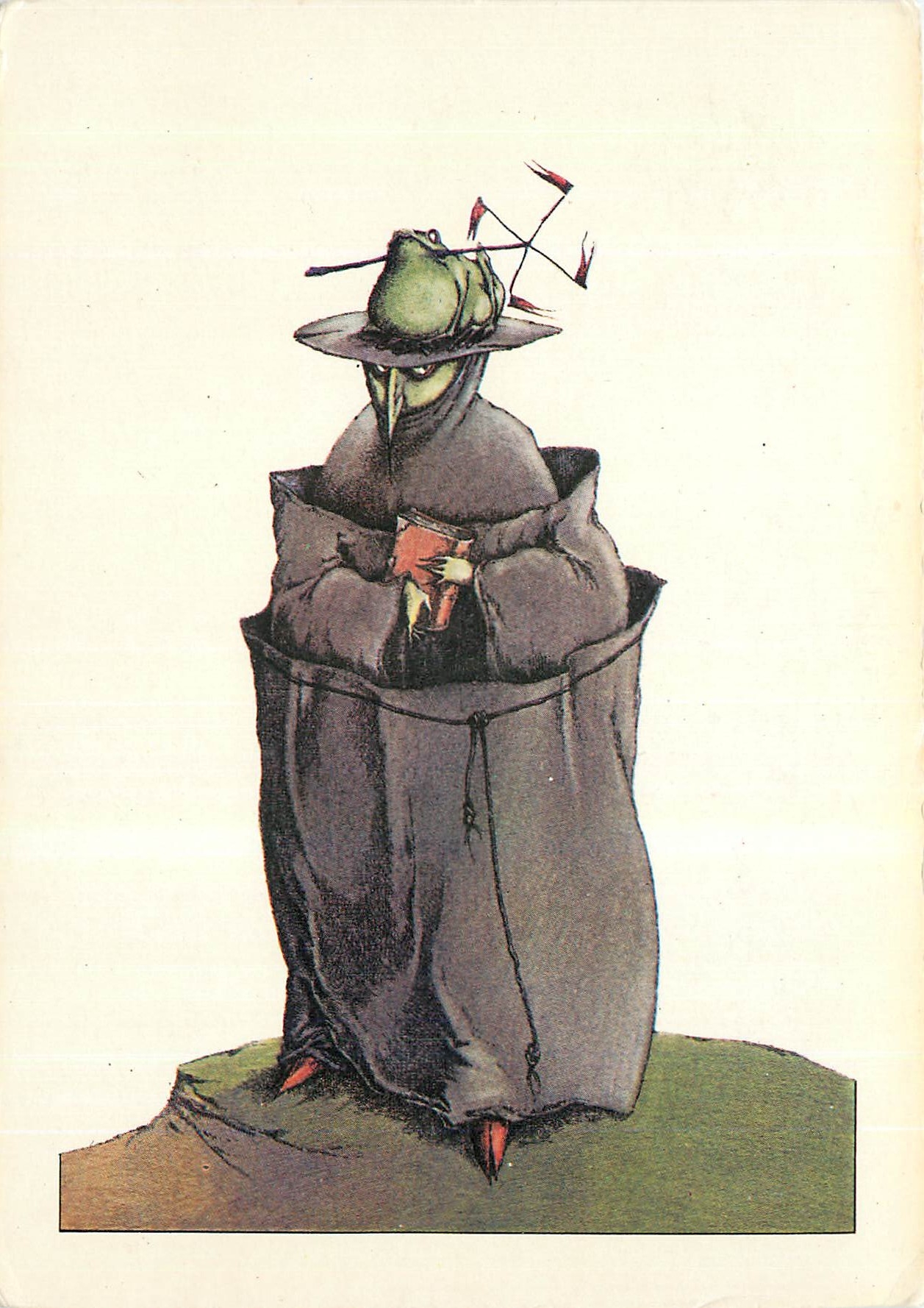 Sorcière en robe sombre — illustration — dessin original d'Alain Letort