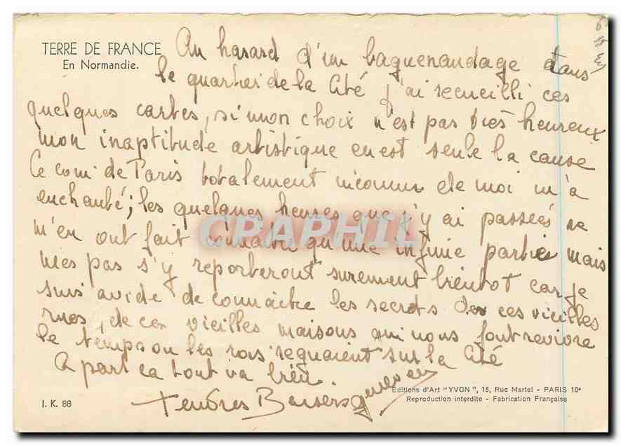 CPM Terre de France En Normandie  — Rückseite