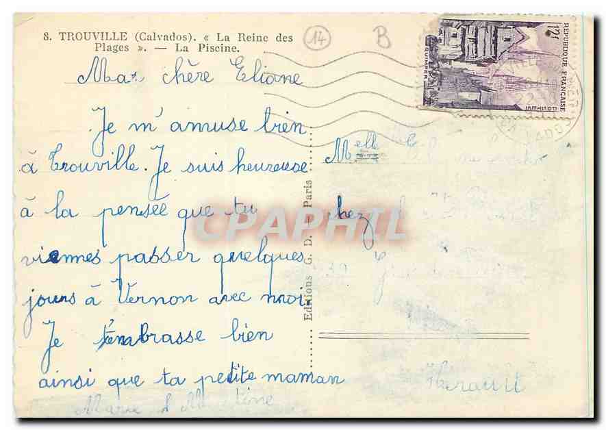 CPM Trouville Calvados La Reine des Plages la Piscine  — Rückseite