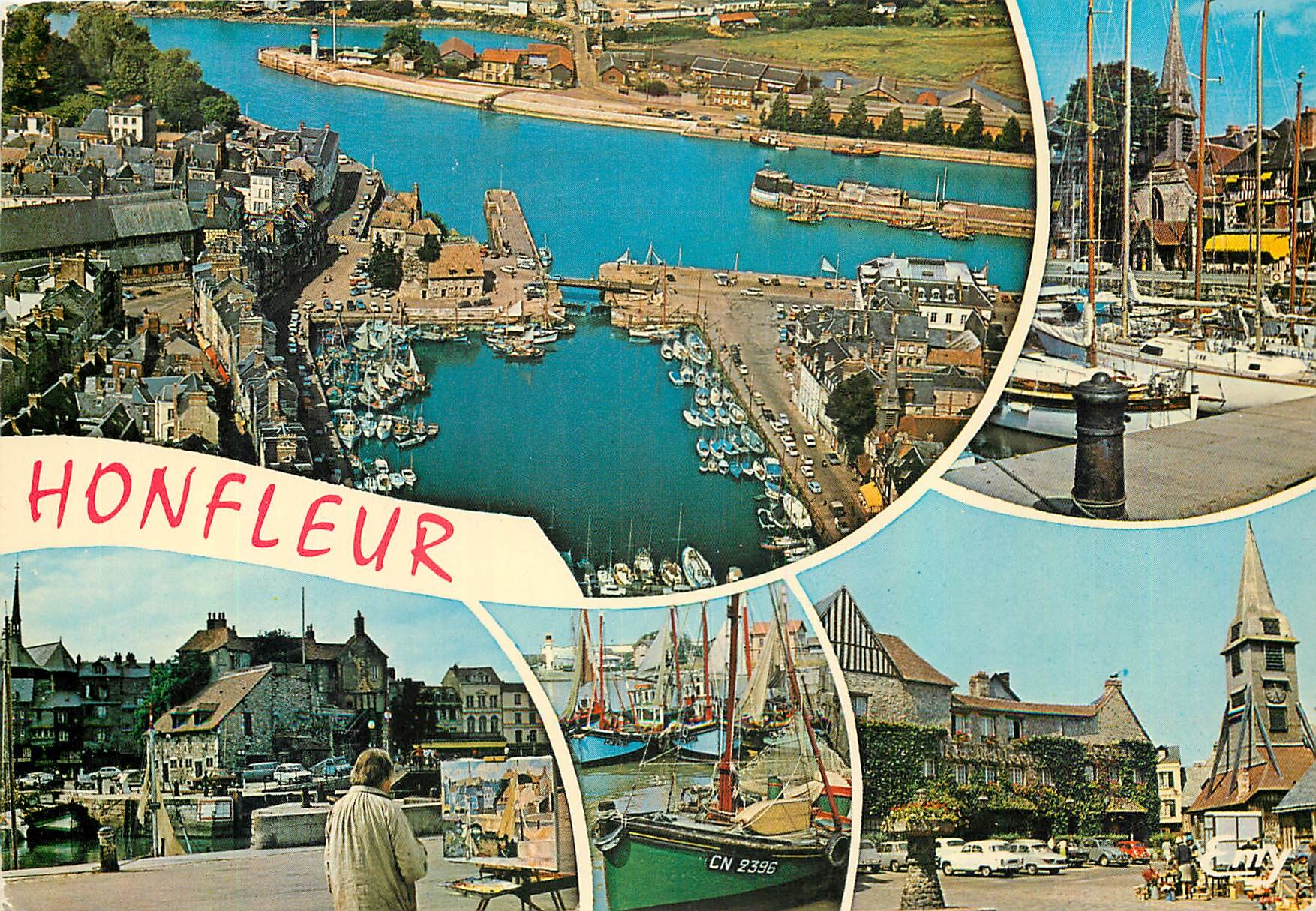 CPM Honfleur Calvados Le Vieux Basin Le port La place Sainte Catherine 