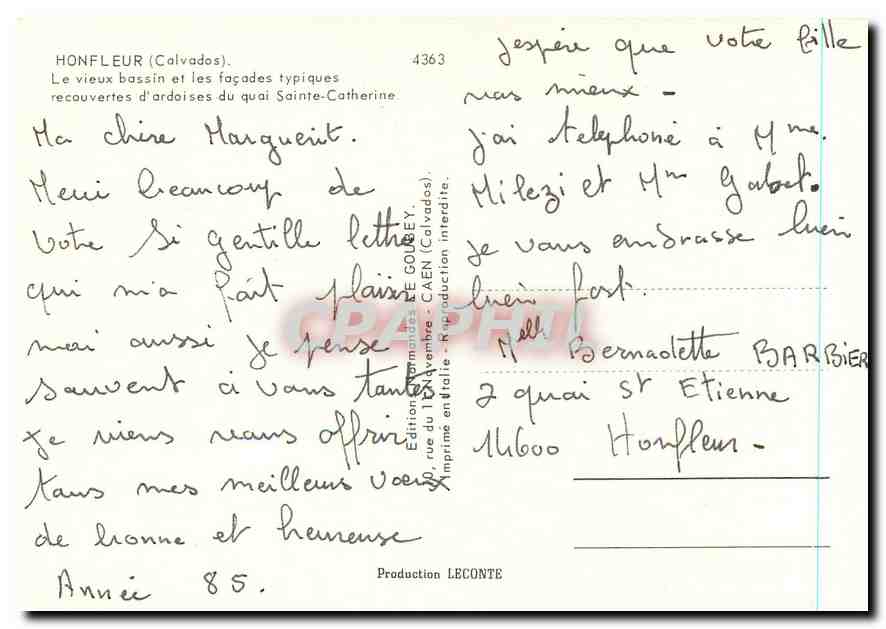 CPM Honfleur Calvados Le vieux bassin et les facades typiques  — Rückseite