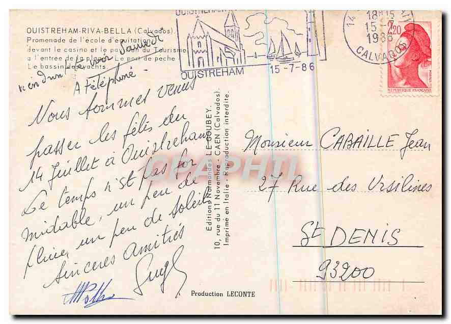CPM Ouistreham Riva Bella Calvados Chevaux Hippisme — Rückseite