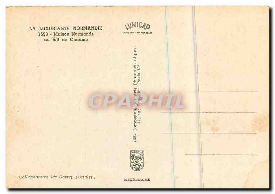 CPM La Luxuriante Normandie Maison Normande au toit de Chaume  — Rückseite