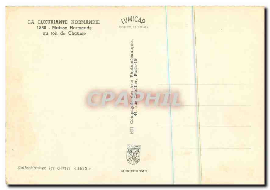 CPM La Luxuriante Normandie Maison Normande au toit de Chaume  — Rückseite