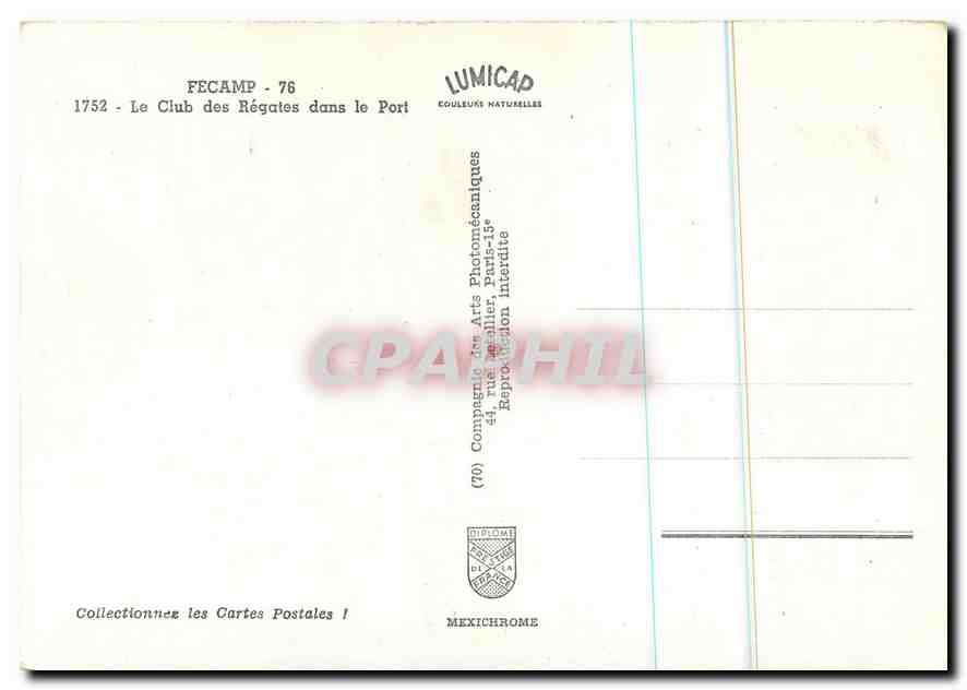 CPM Fecamp Le Club des Regates dans le Port  — Rückseite