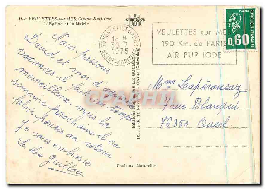 CPM Veulettes sur Mer Seine Maritime L'Eglise et la Mairie  — Back