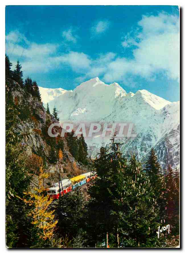 CPM Massif du Mont Blanc HS L'Aiguille de Bionnassay et le Tramway du Mont Blanc 
