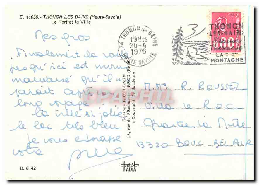 Thonon-les-Bains — Le Port et la Ville — Éditions I. Cellard — Verso