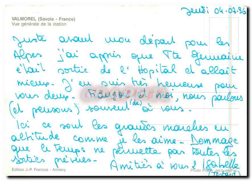 CPM Valmorel Savoie France Vue generale de la station  — Rückseite