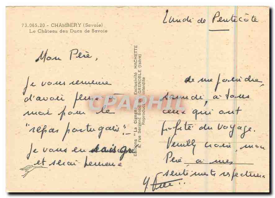 CPM Chambery Savoie Le Chateau des Ducs de Savoie  — Back