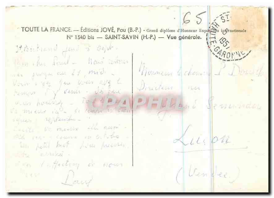 CPM Toute La France Saint Savin HP Vue generale  — Back