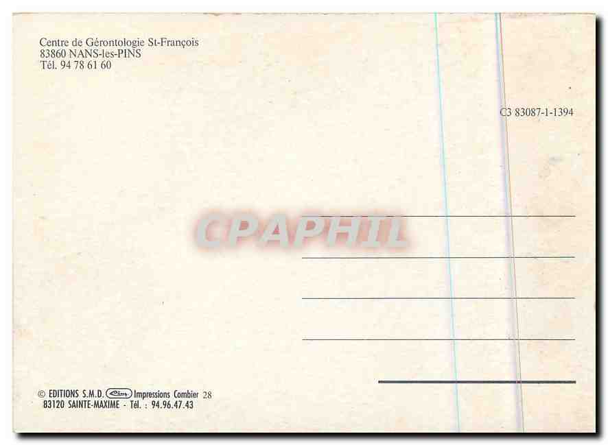 CPM Centre de Gerontologie St Francoie Nans les Pins  — Verso