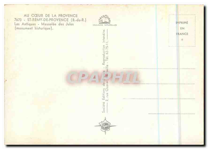CPM St Remy de Provence B du R Les Antiques Mausolee des Jules  — Rückseite