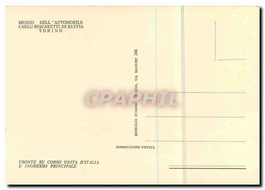CPM Museo Dell Automobile Carlo Biscaretti di Ruffia Torino  — Rückseite