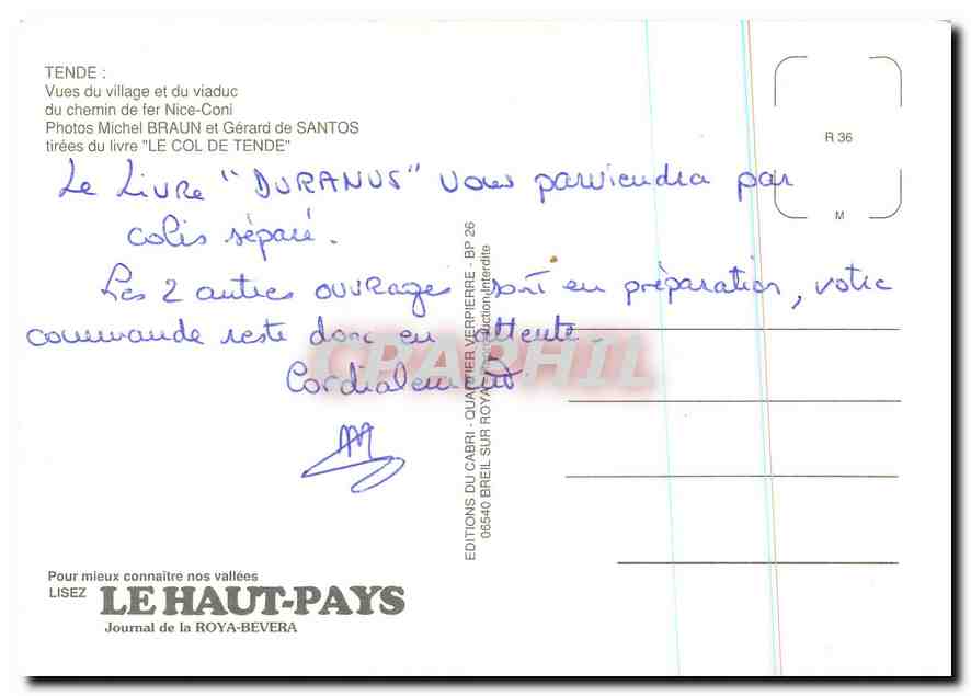 CPM Tende Vues du village et du viaduc  — Verso