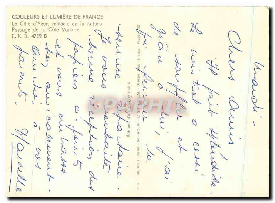 CPM La Cote d'Azur miracle de la nature Paysage de la Cote Varoise  — Verso